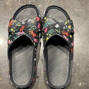 Cole Haan Black Floral Slide Sandals